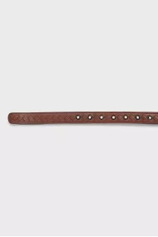 Leather belt with braiding
