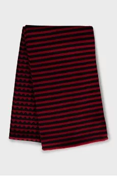 Wool scarf with striped print