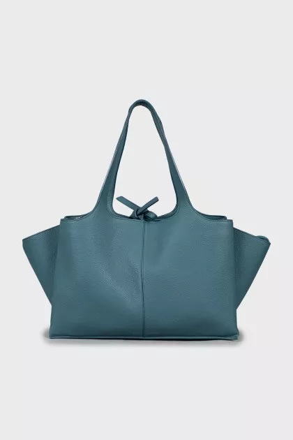 Leather drawstring tote bag
