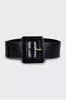Black patent leather belt