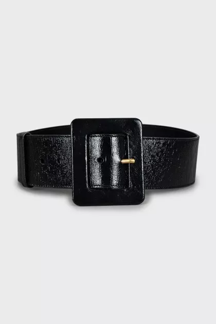 Black patent leather belt
