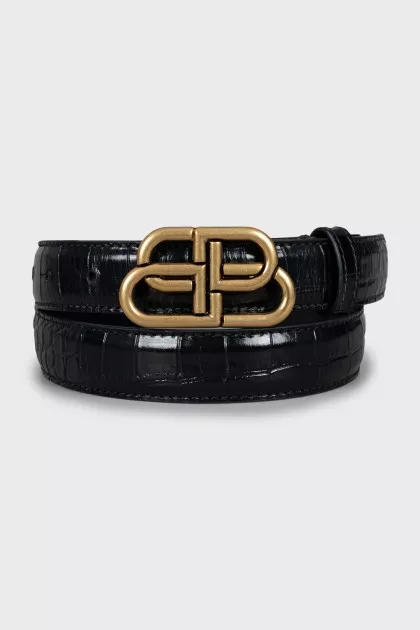 Belt with embossed leather