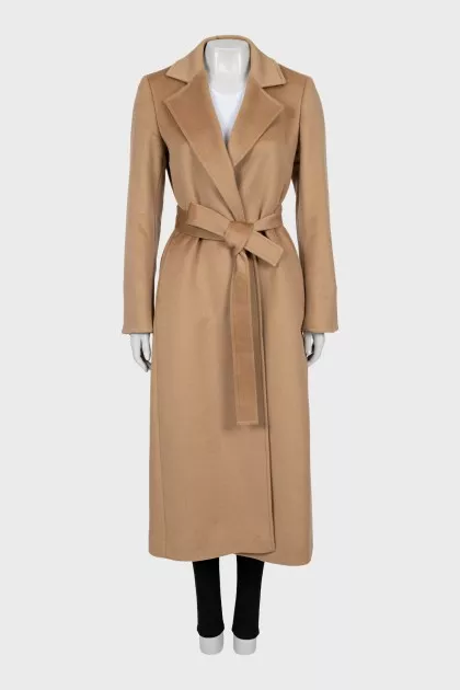Wool coat with belt