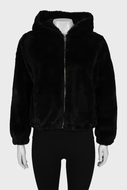Black eco-fur jacket