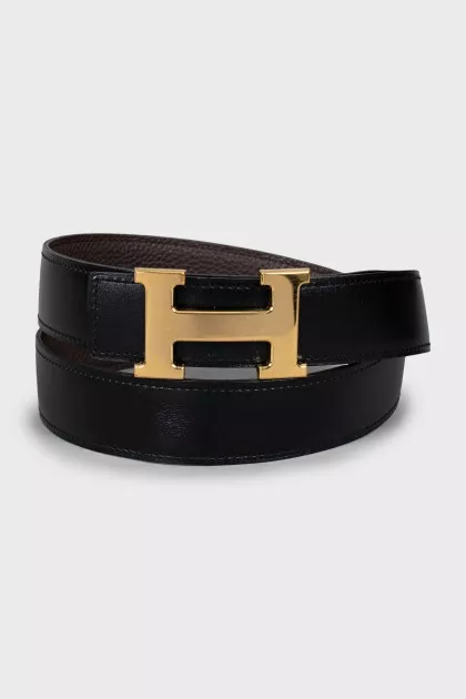 Reversible belt with gold logo