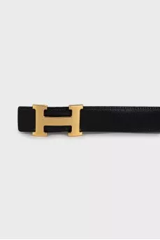 Reversible belt with gold logo