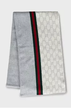 Wool and cashmere scarf with print