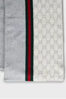 Wool and cashmere scarf with print