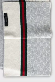 Wool and cashmere scarf with print
