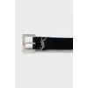 Suede belt with logo
