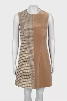 Sleeveless dress in a combination print