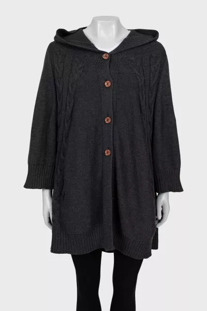 Wool cardigan with textured pattern