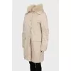 Beige parka insulated with fur