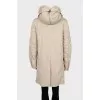 Beige parka insulated with fur