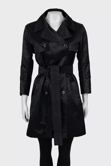 Double-breasted trench coat in signature print