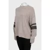 Cashmere sweater with sleeve decoration