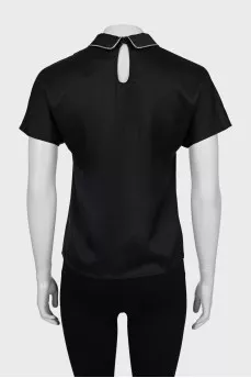 Silk blouse with collar decoration