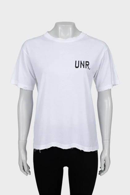 White T-shirt with print on the back