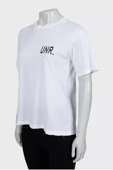 White T-shirt with print on the back