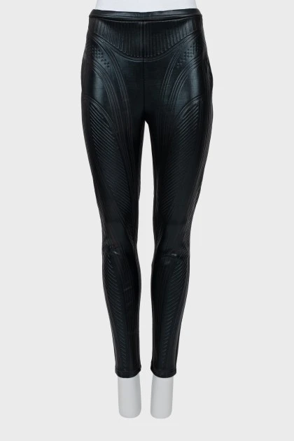 Eco-leather trousers with embossed print