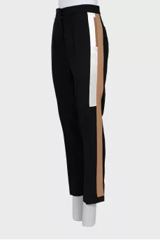 High-waisted trousers with stripes