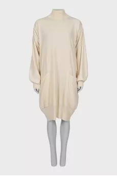 Cashmere dress with high neck