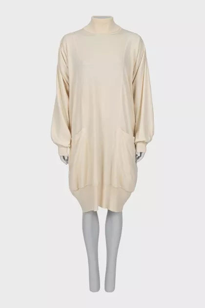 Cashmere dress with high neck