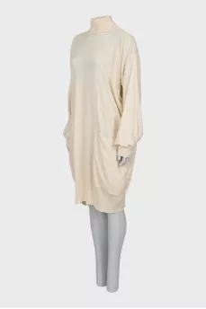 Cashmere dress with high neck