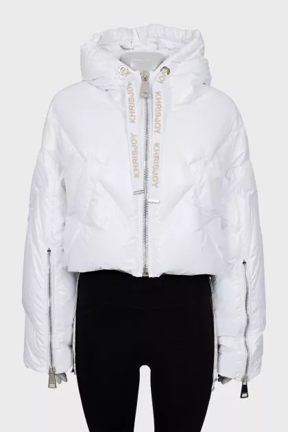 Cropped white down jacket
