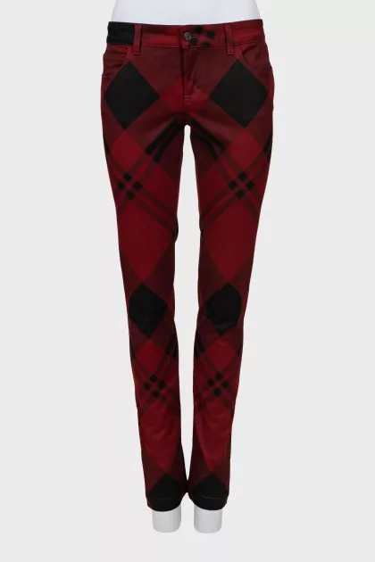 Skinny jeans in plaid print