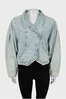 Denim jacket with voluminous sleeves