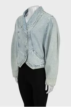 Denim jacket with voluminous sleeves