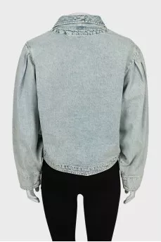 Denim jacket with voluminous sleeves