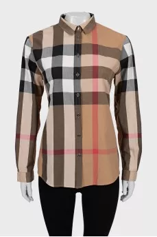 Fitted shirt with checkered print