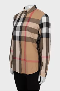 Fitted shirt with checkered print