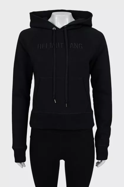 Cropped hoodie with embroidered logo