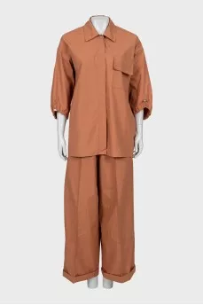 Palazzo pants and shirt suit
