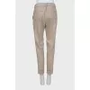 Beige wool tapered trousers