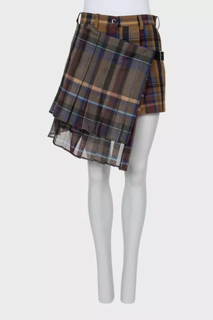 Checkered print short skirt