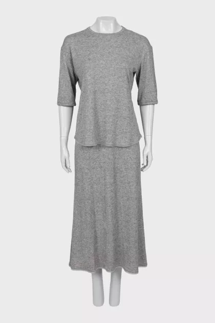 Knitted suit with a midi skirt