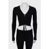 Ribbed jumper with lacing