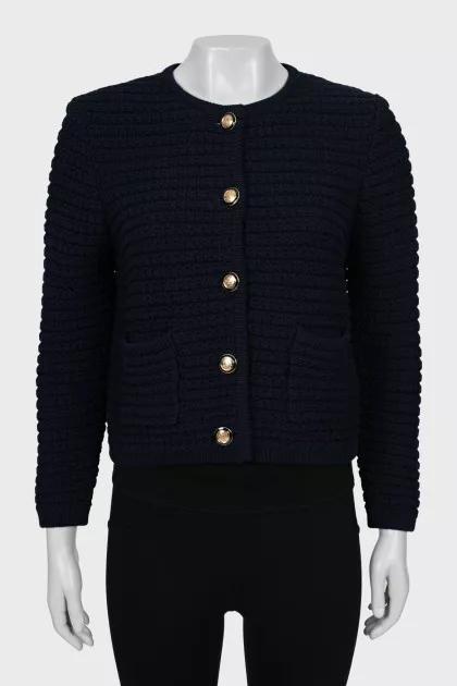 Blue cardigan with patch pockets