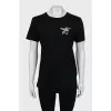 Straight T-shirt with silver embroidery
