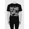 Straight T-shirt with silver embroidery