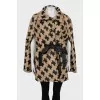 Loose cape in houndstooth print
