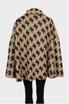 Loose cape in houndstooth print