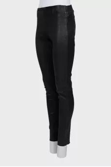 Skinny fit leather trousers