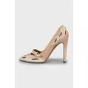 Beige shoes with pattern on suede