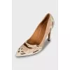 Beige shoes with pattern on suede