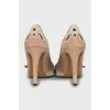 Beige shoes with pattern on suede